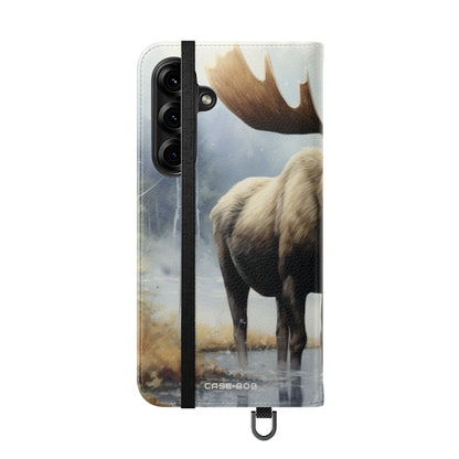 Misty Moose Reflection - Samsung S25+ Case - Lompakkokotelo