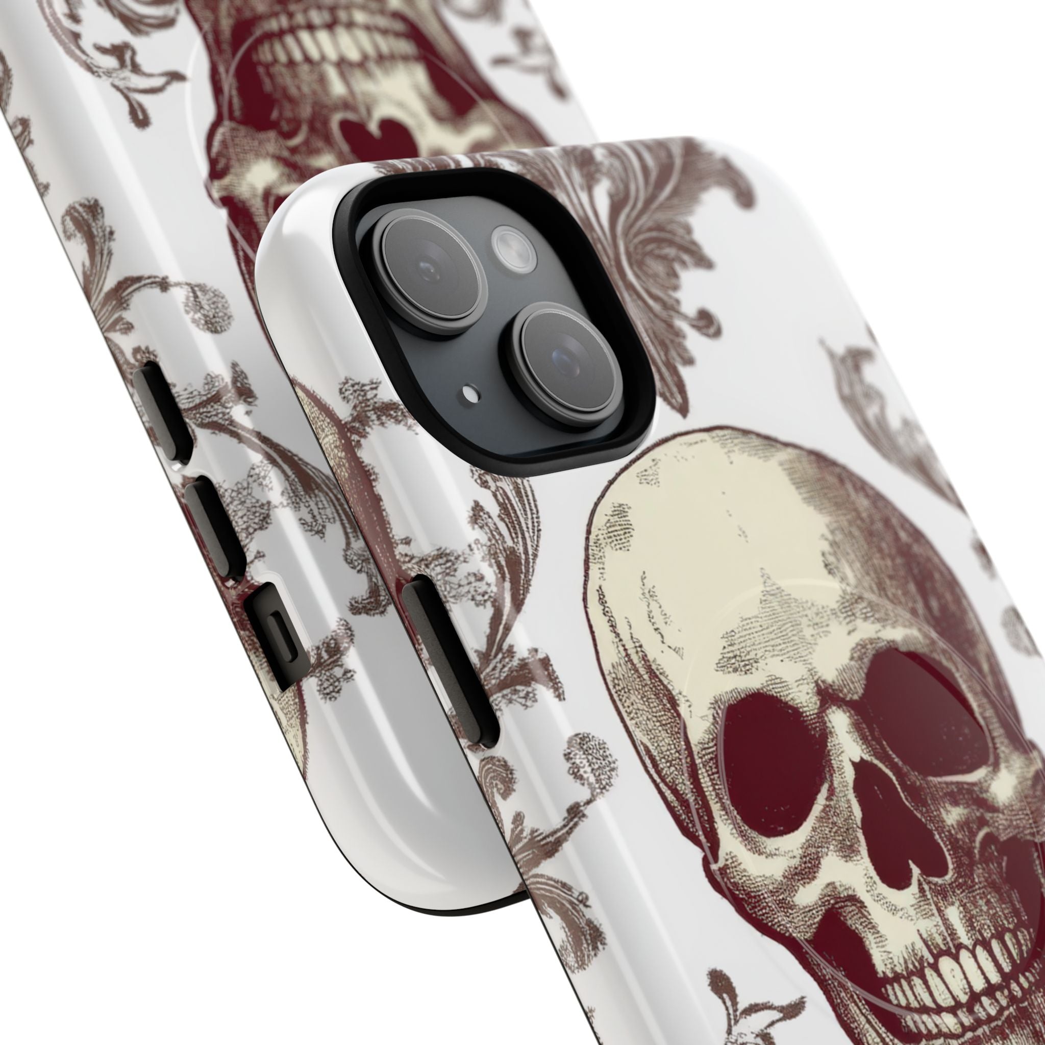 Gothic Skulls and Ornate Foliage iPhone 15 | Tough+ Phone Case