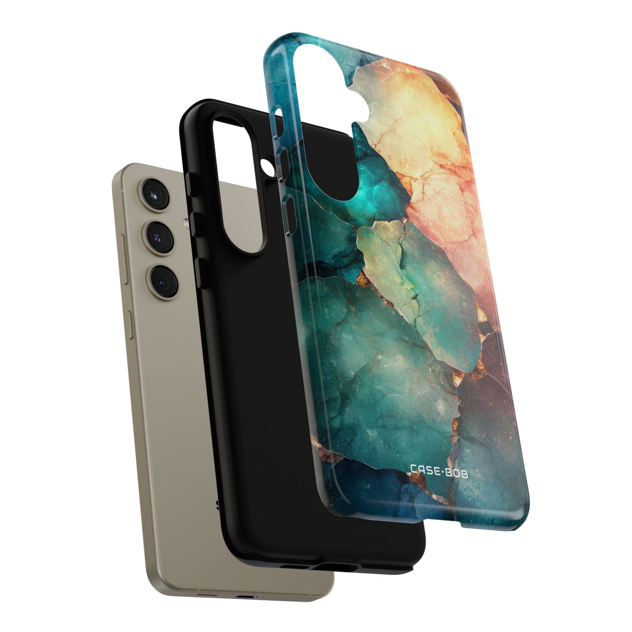 Teal Mosaic Veins Samsung S24 Plus Case - Tough