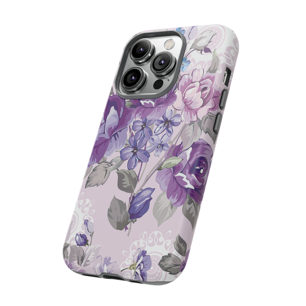 Beautiful vintage purple flower iPhone case (Protective) - Protective Phone Case