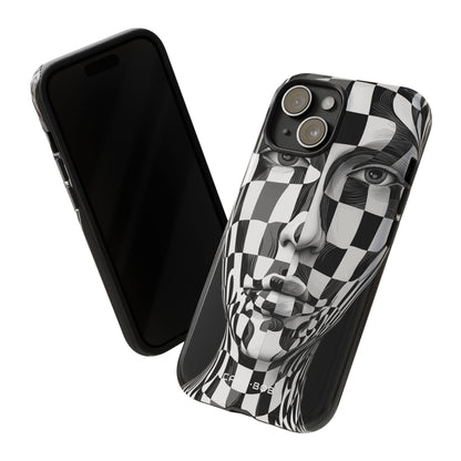 Checkered Face iPhone 15 Case - Tough