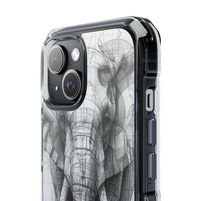 Elephant Line Geometry iPhone 15 - Clear Impact Phone Case