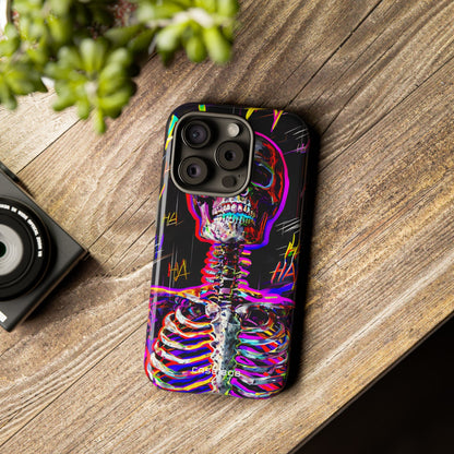 Neon Skeleton Laugh iPhone 15 Pro Case - Tough
