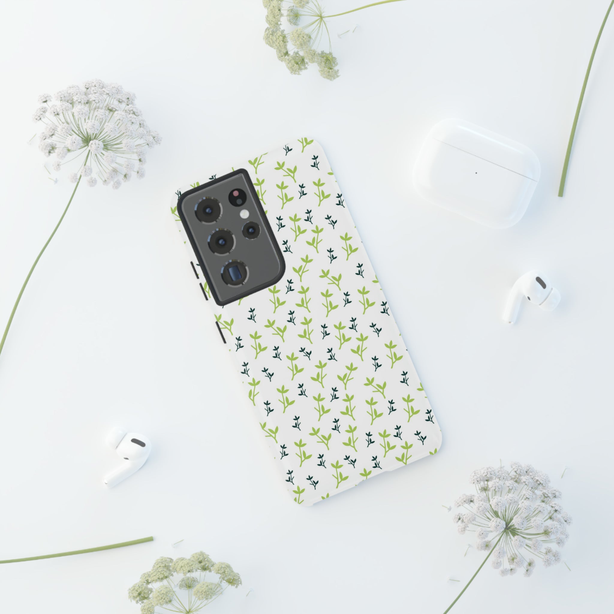 White Flower Pattern - Protective Phone Case