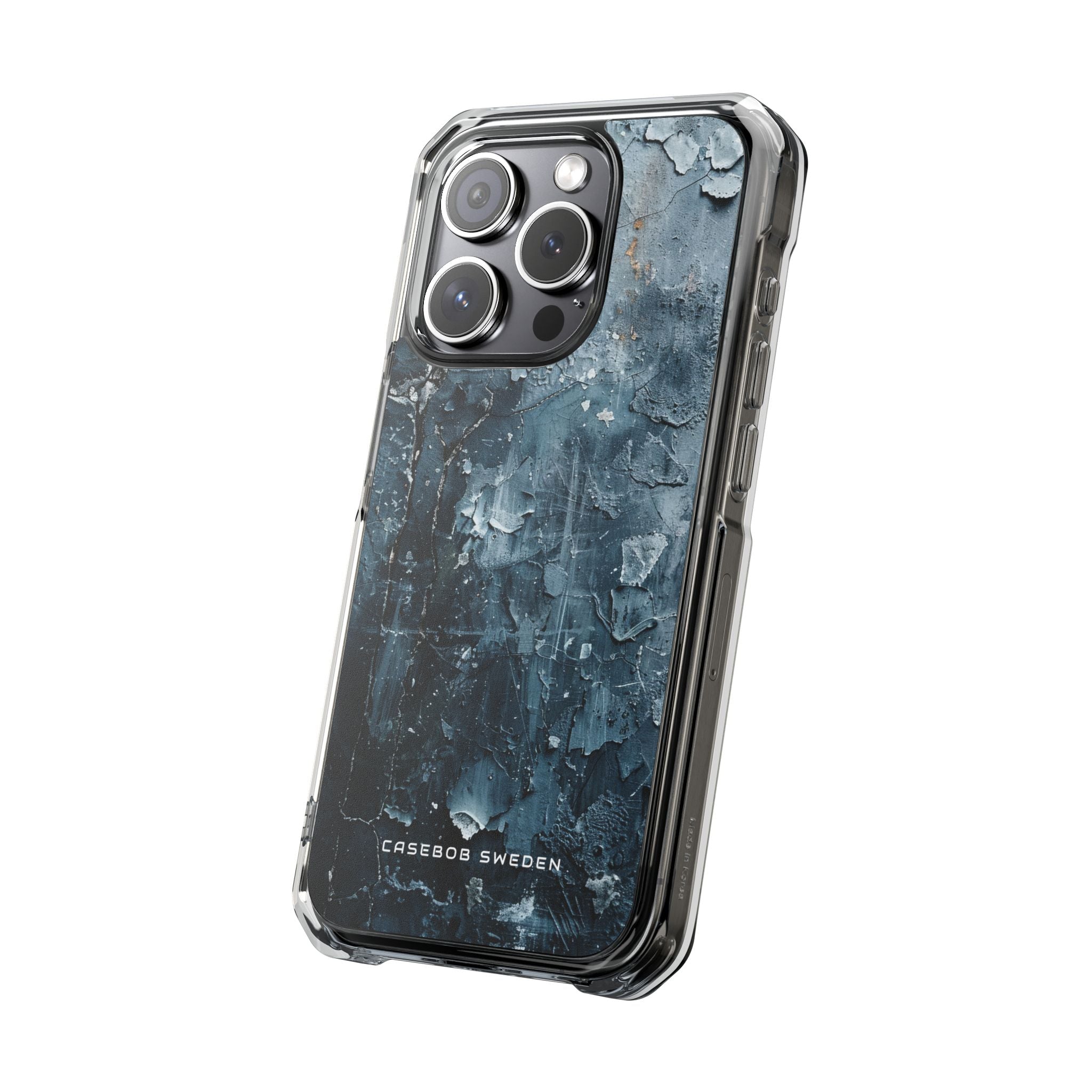 Weathered Blue Tapestry with Cracked Layers iPhone 15 - Clear Impact Phone Case