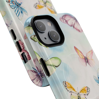 Watercolor Butterfly Bliss - Tough + MagSafe® iPhone 14 Phone Case