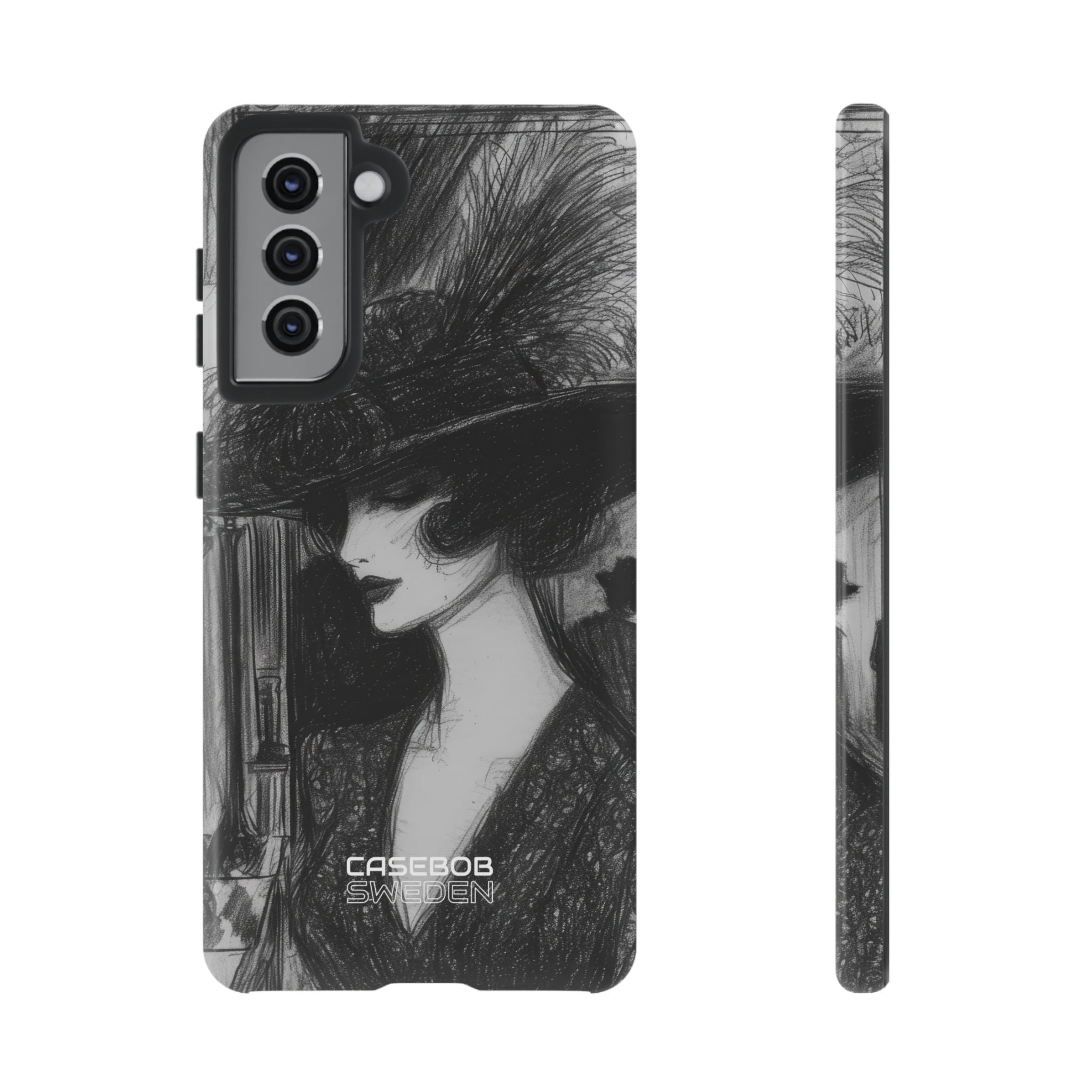 Elegancia Vintage de Plumas Samsung S21 - Resistente