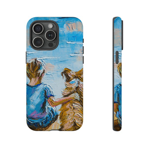 Boy with Dog - Protective Phone Case