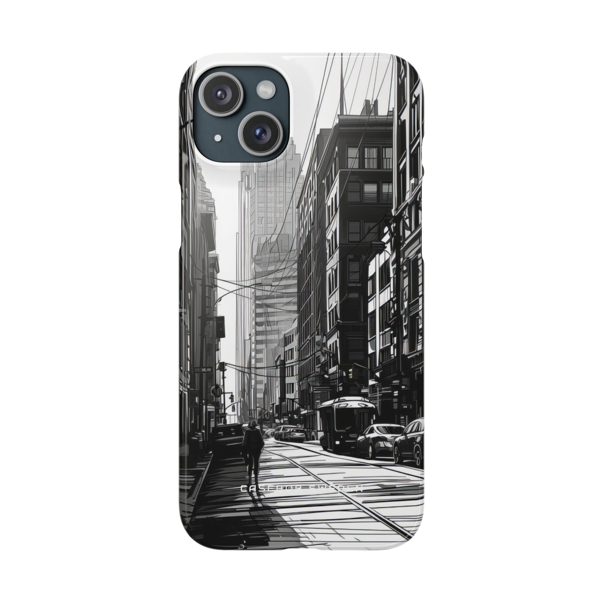 Urban Cityscape Line Perspective iPhone 15 - Slim Phone Case