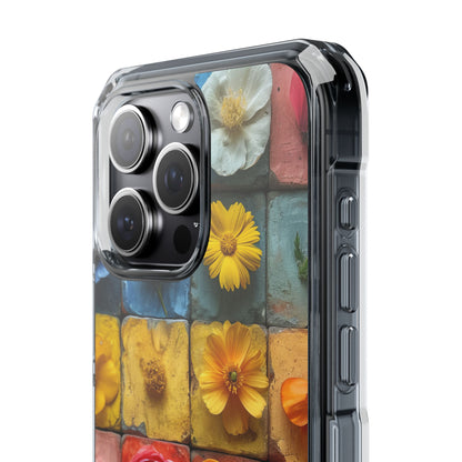 Vibrant Floral Tiles - Clear Impact iPhone 15 Phone Case