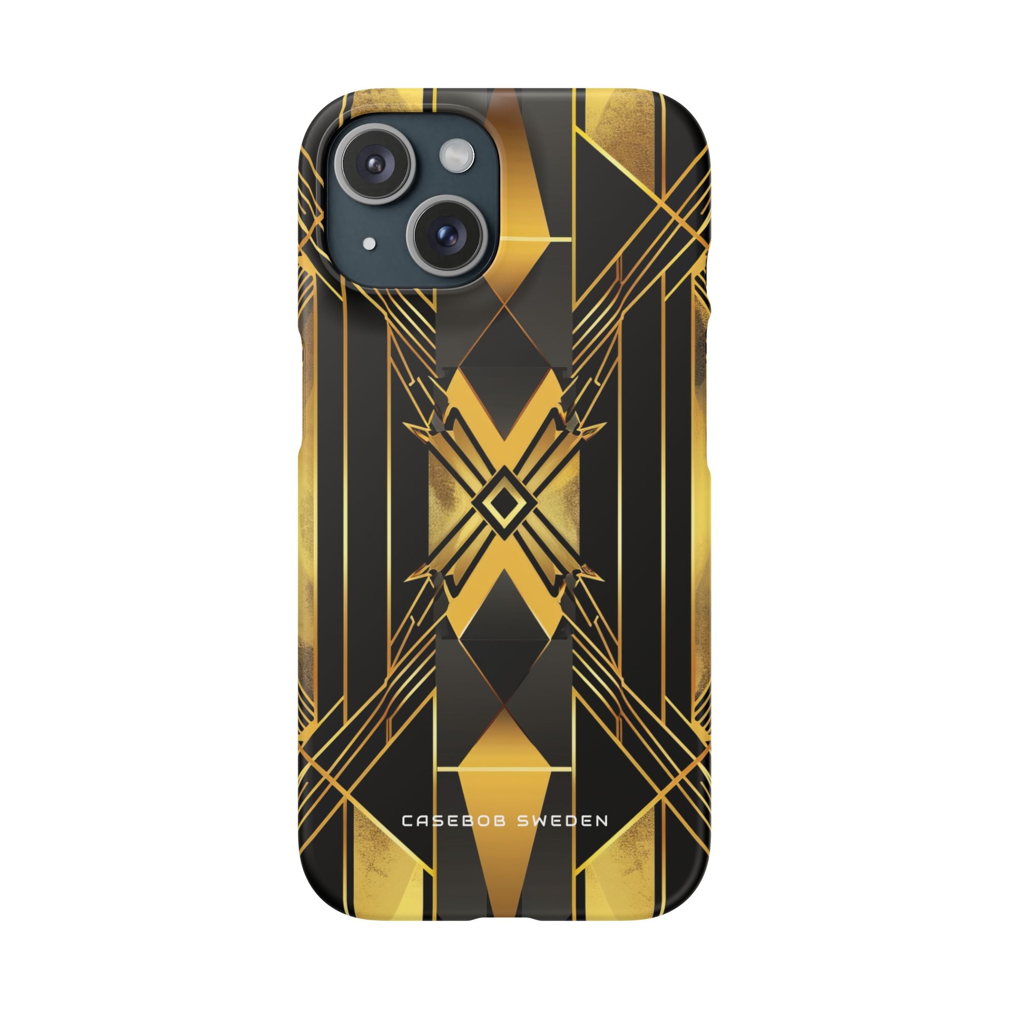 Golden Geometric Elegance iPhone 15 - Slim Phone Case