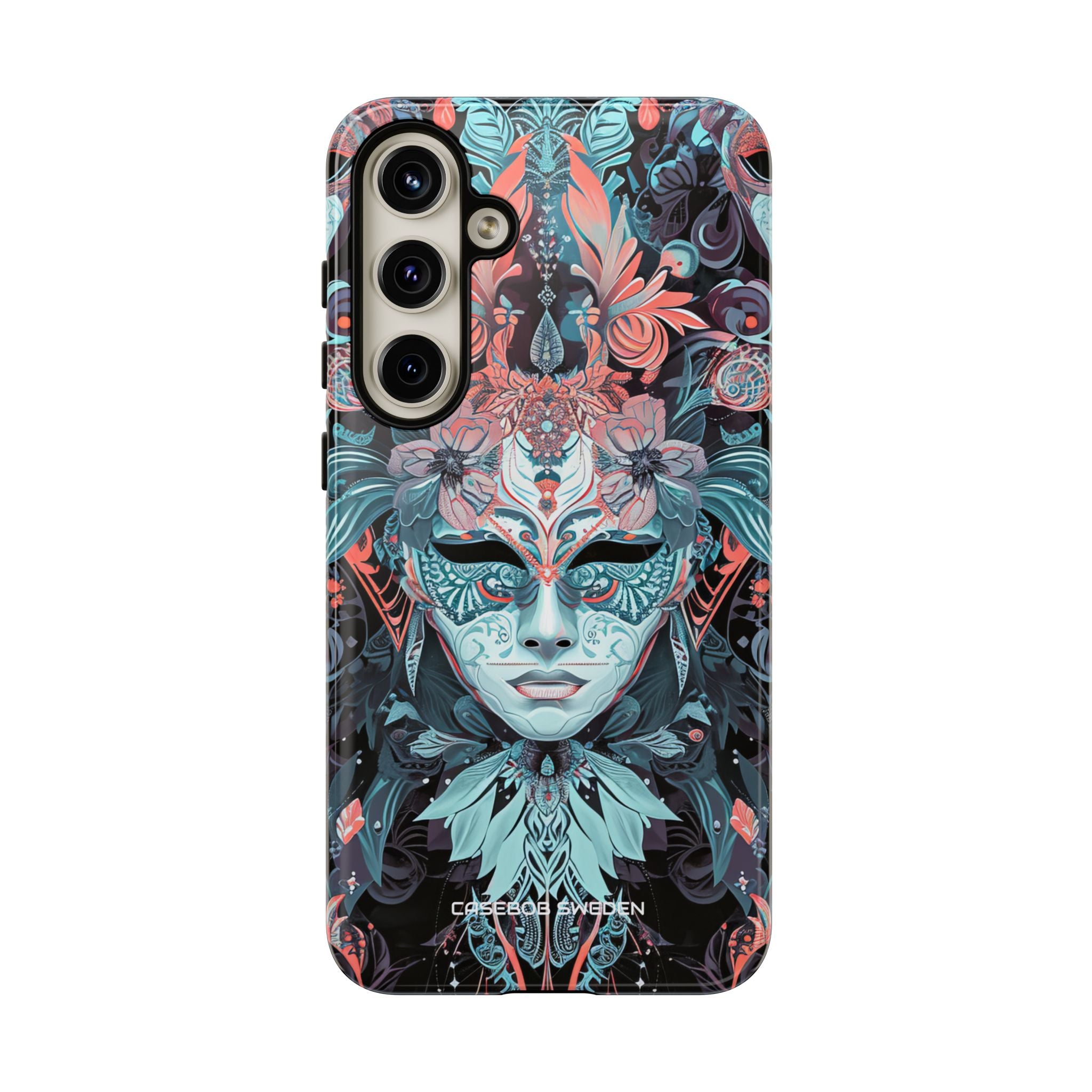 Mystic Teal Coral Mask - Tough Samsung S24 Phone Case