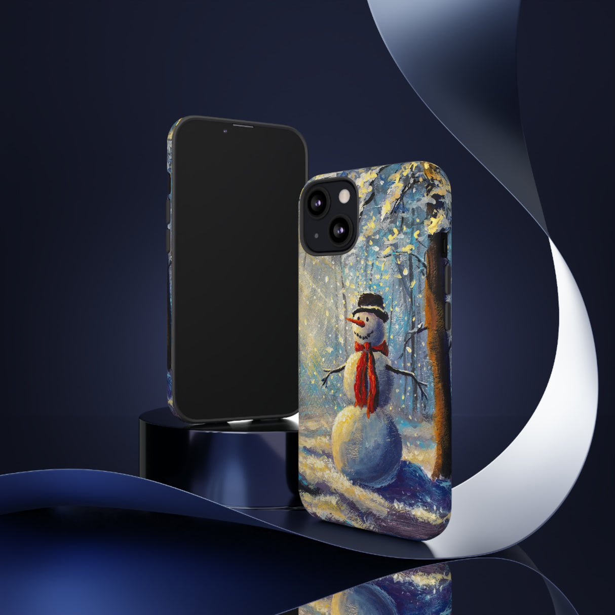 Oil painting - Happy Snowman - Protective Phone Case