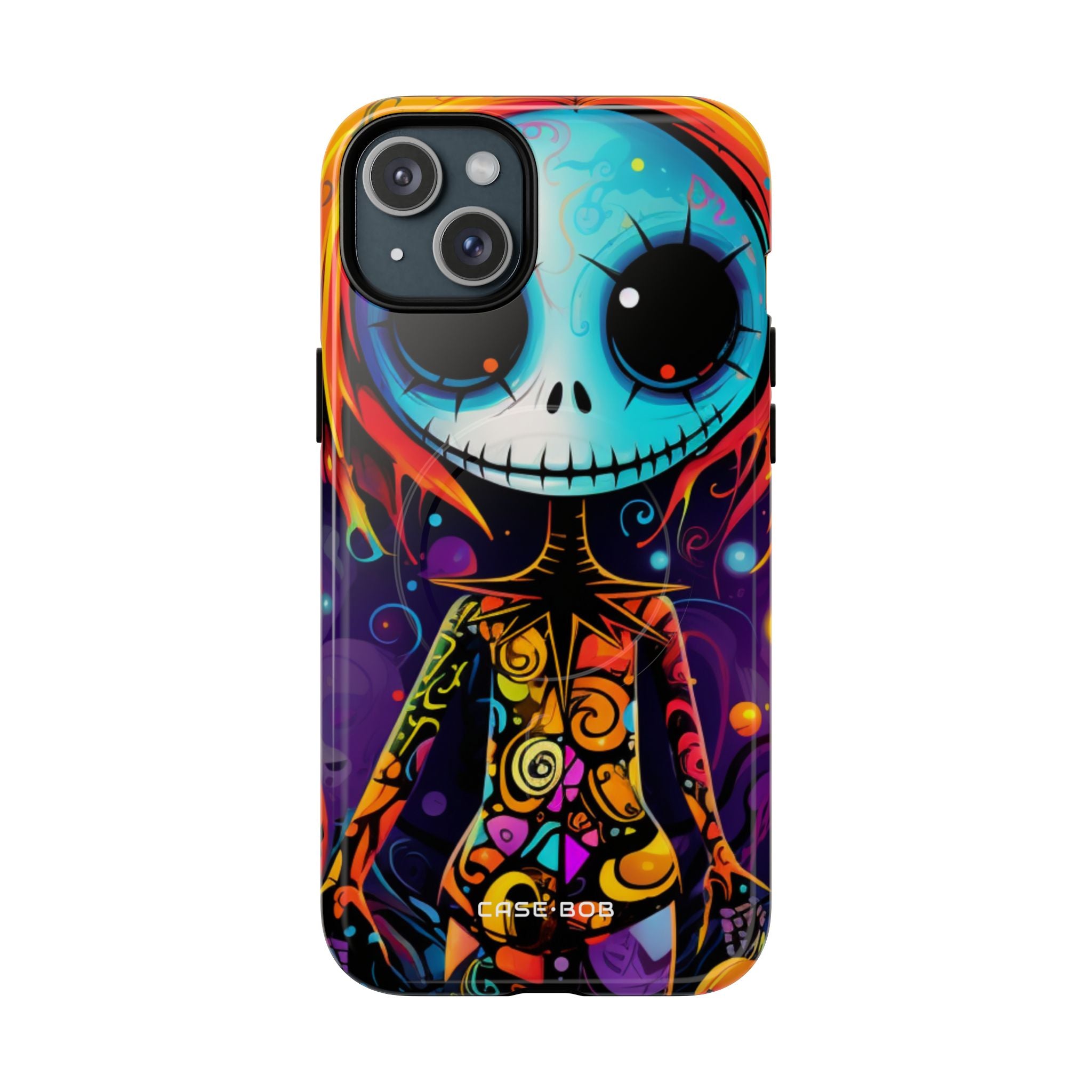 Blue Skull Swirl iPhone 15 Plus Case - Tough+