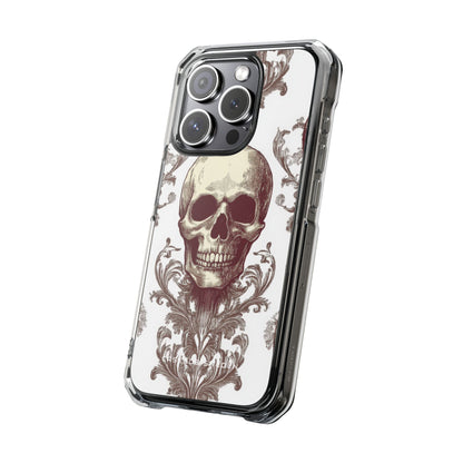 Gothic Skulls and Ornate Foliage iPhone 15 - Clear Impact Phone Case