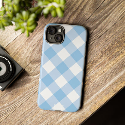 Soft Blue Gingham Elegance - iPhone Case