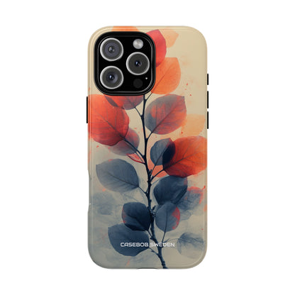 Orange Gray Leaves - Tough iPhone 16 Phone Case