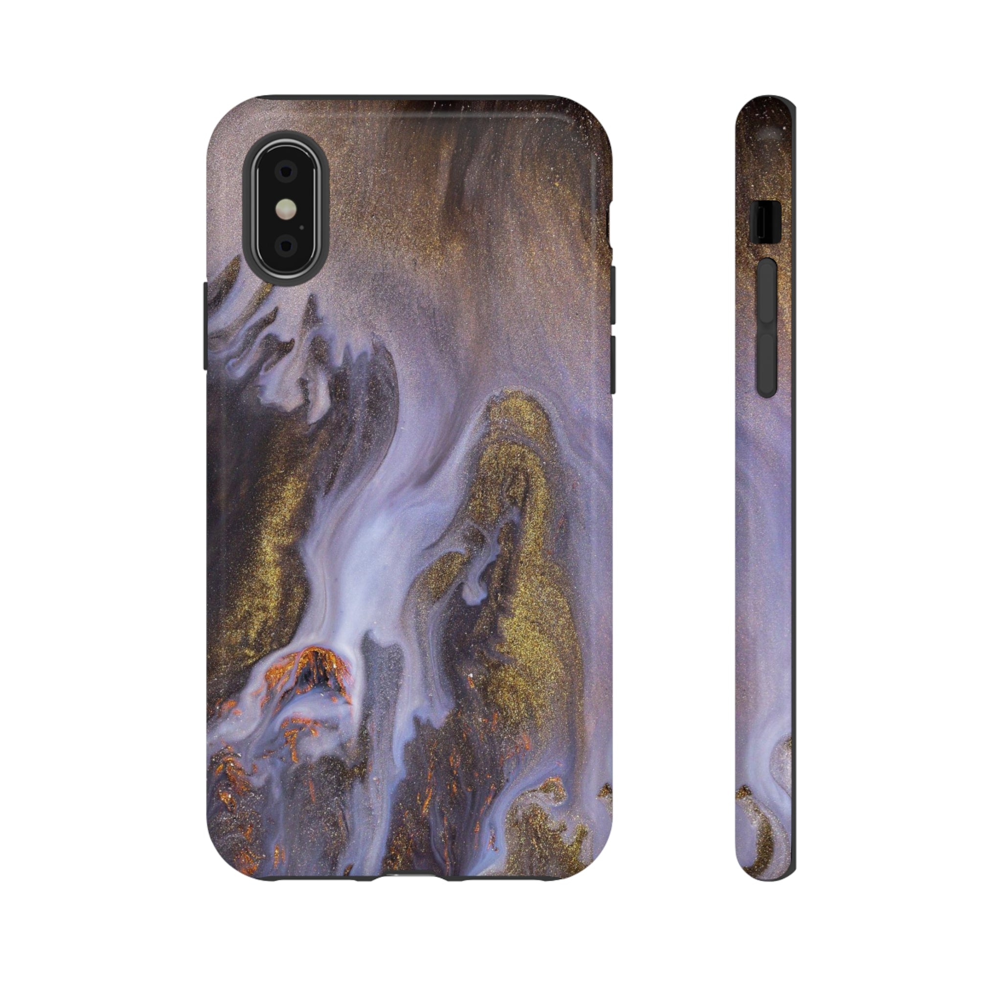 Purple Gold Ink Art iPhone Case (Protective) iPhone X Glossy Phone Case