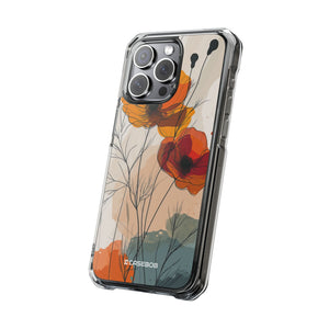 Feurige florale Abstraktion – Handyhülle für iPhone (Clear Impact – magnetisch)