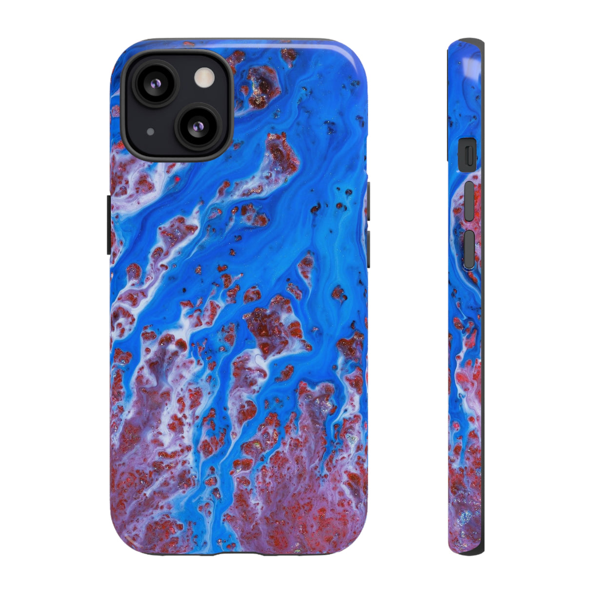 Bright Blue Ink Art iPhone Case (Protective) iPhone 13 Glossy Phone Case