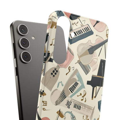 Beige Musical Instruments Pattern - Slim Samsung S24 Phone Case