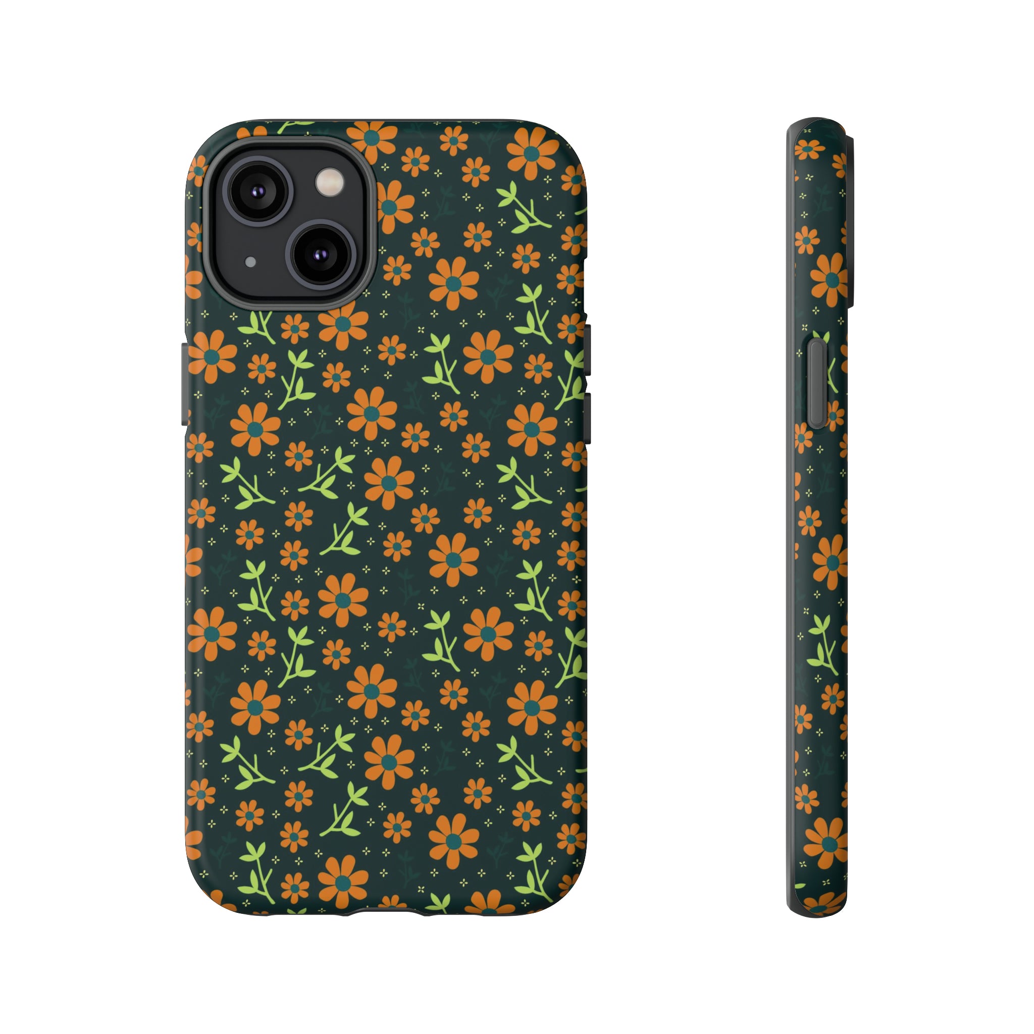 Green Flower Pattern - Protective Phone Case