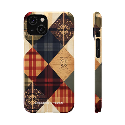 Rustic Geometric Patchwork Harmony iPhone 14 - Slim Phone Case