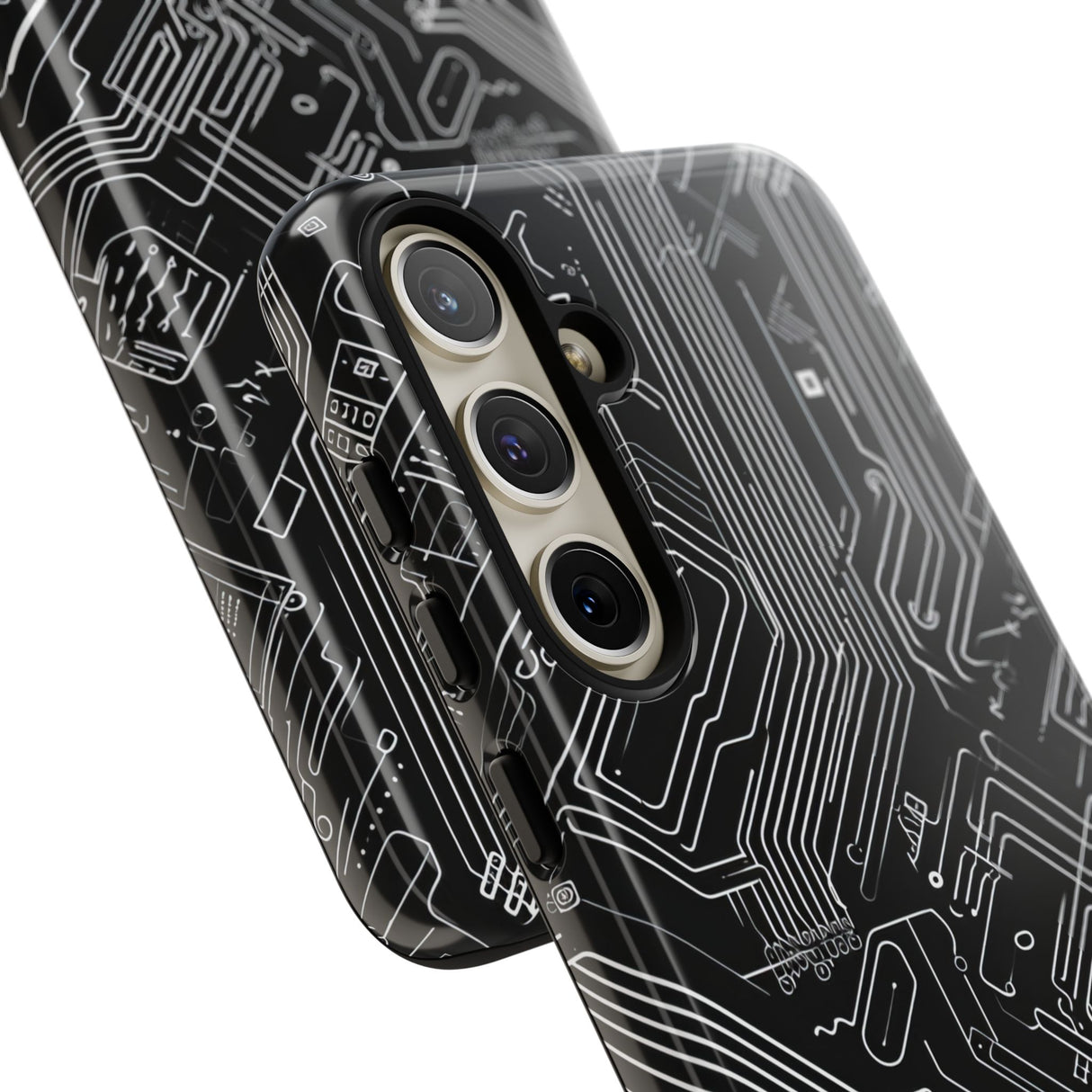 Circuitry Dreams: Abstract Black Design - For Samsung S24