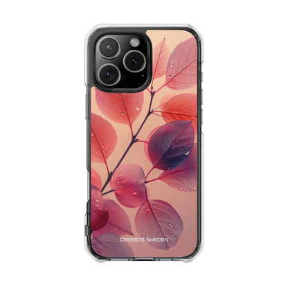 Pink Serenity Leaf Design - Clear Impact iPhone 16 Phone Case