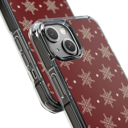 Cream Snowflake Crimson iPhone 14 Case - Impact