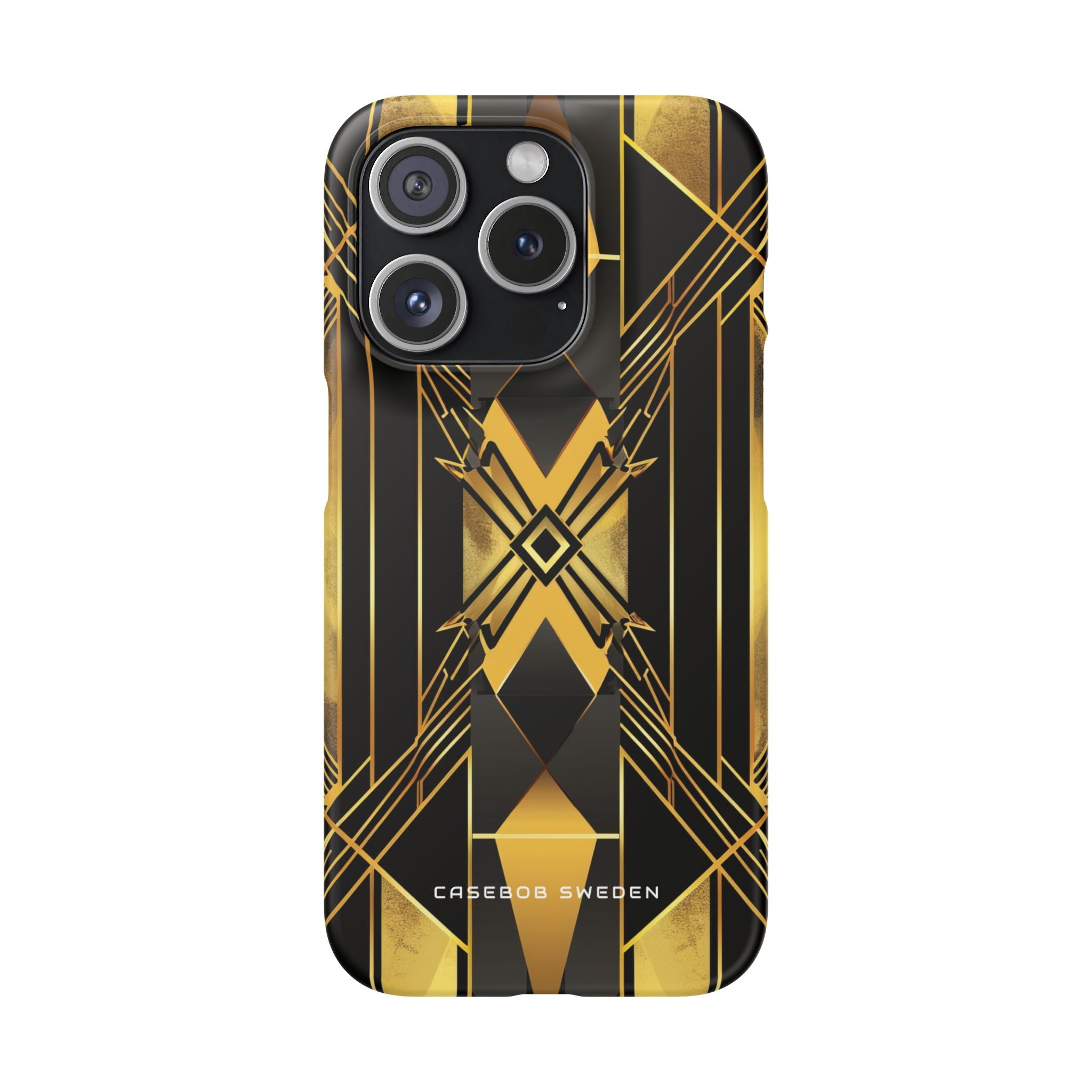 Golden Geometric Elegance iPhone 15 - Slim Phone Case