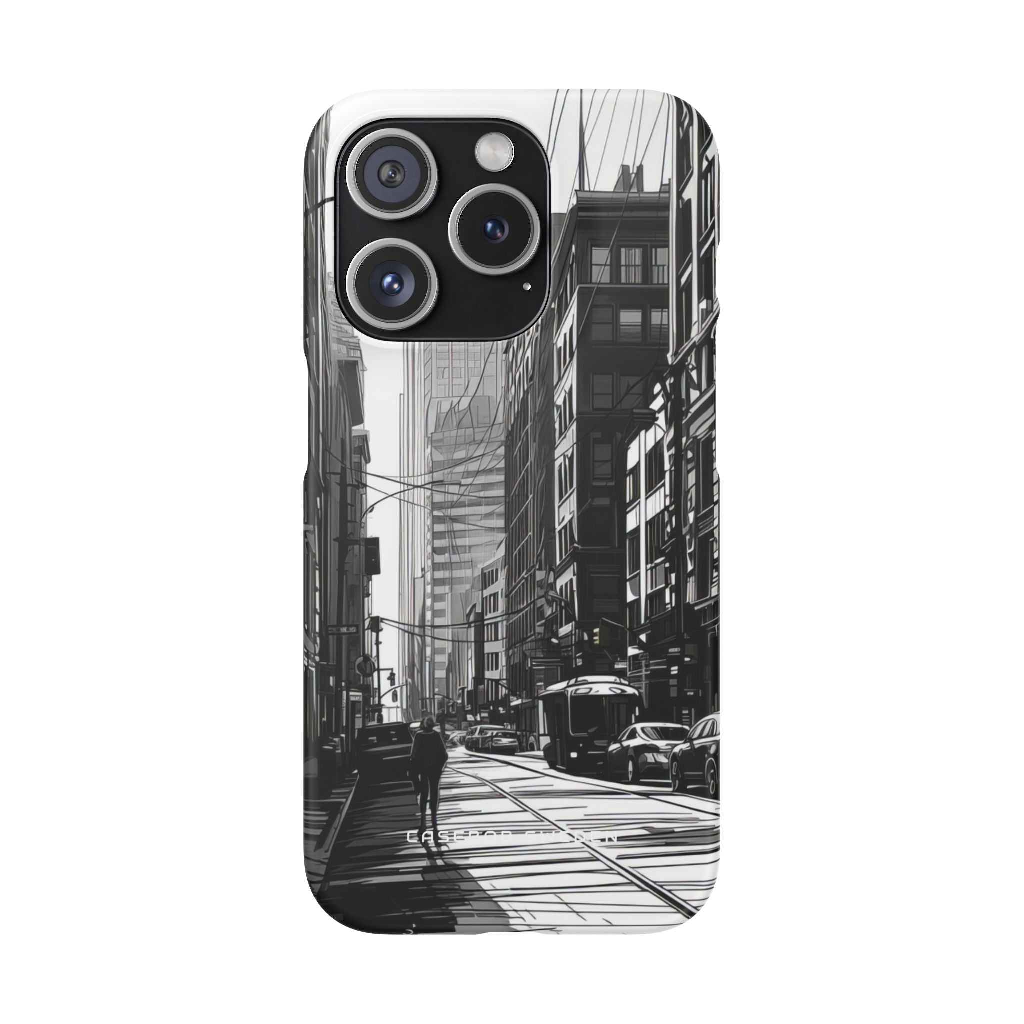 Urban Cityscape Line Perspective iPhone 15 - Slim Phone Case