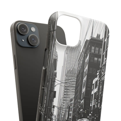 Urban Cityscape Line Perspective iPhone 15 - Slim Phone Case