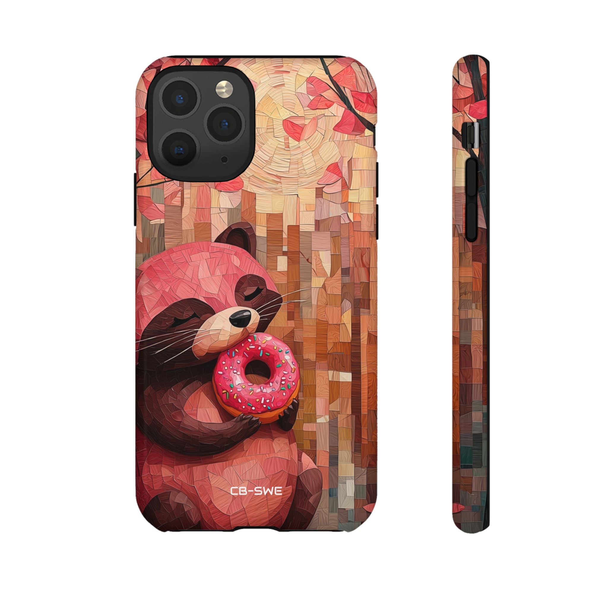 Raccoon Holds Donut - iPhone Case