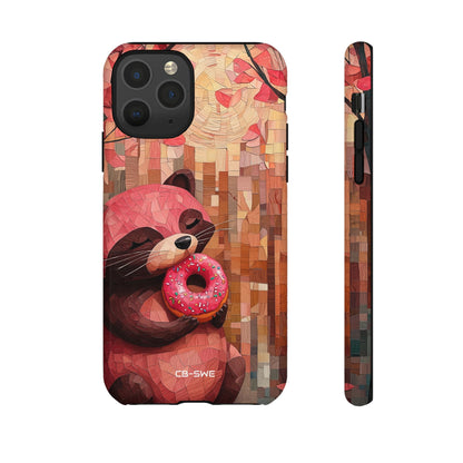 Raccoon Holds Donut - iPhone Case