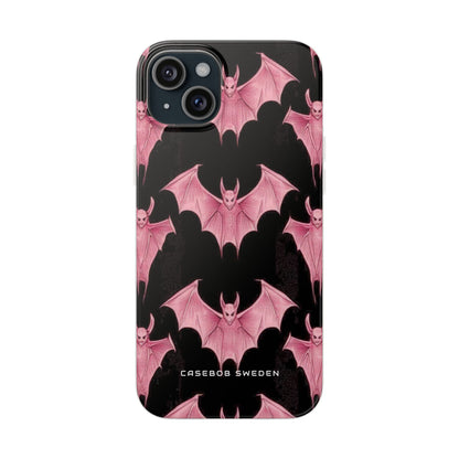 Gothic Pink Bats Aflame iPhone 15 - Flexi-Handyhülle