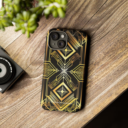 Golden Geometric Opulence iPhone 15 - Tough Phone Case