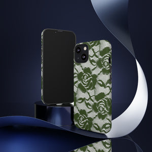 Green Lace Gothic Flower - Protective Phone Case