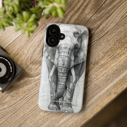 Elephant Line Geometry iPhone 16 - Tough Phone Case