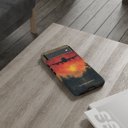 Vintage Sunset Airplane Silhouette Google Pixel 6 - Tough Phone Case