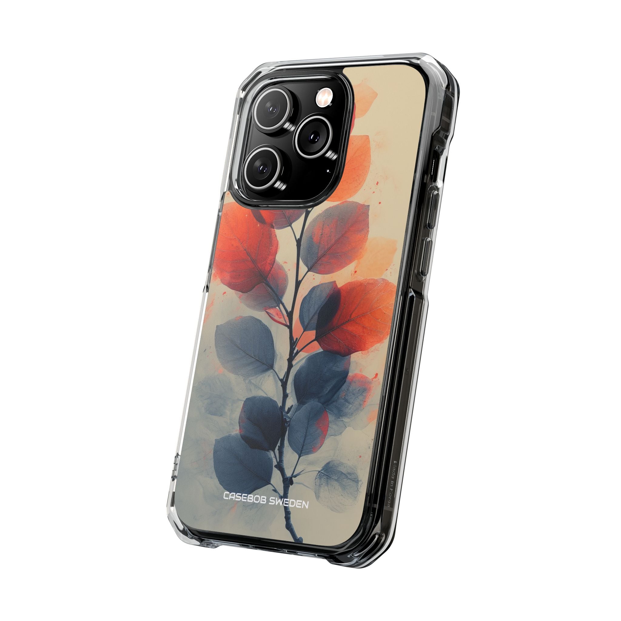 Orange Gray Leaves - Clear Impact iPhone 14 Phone Case