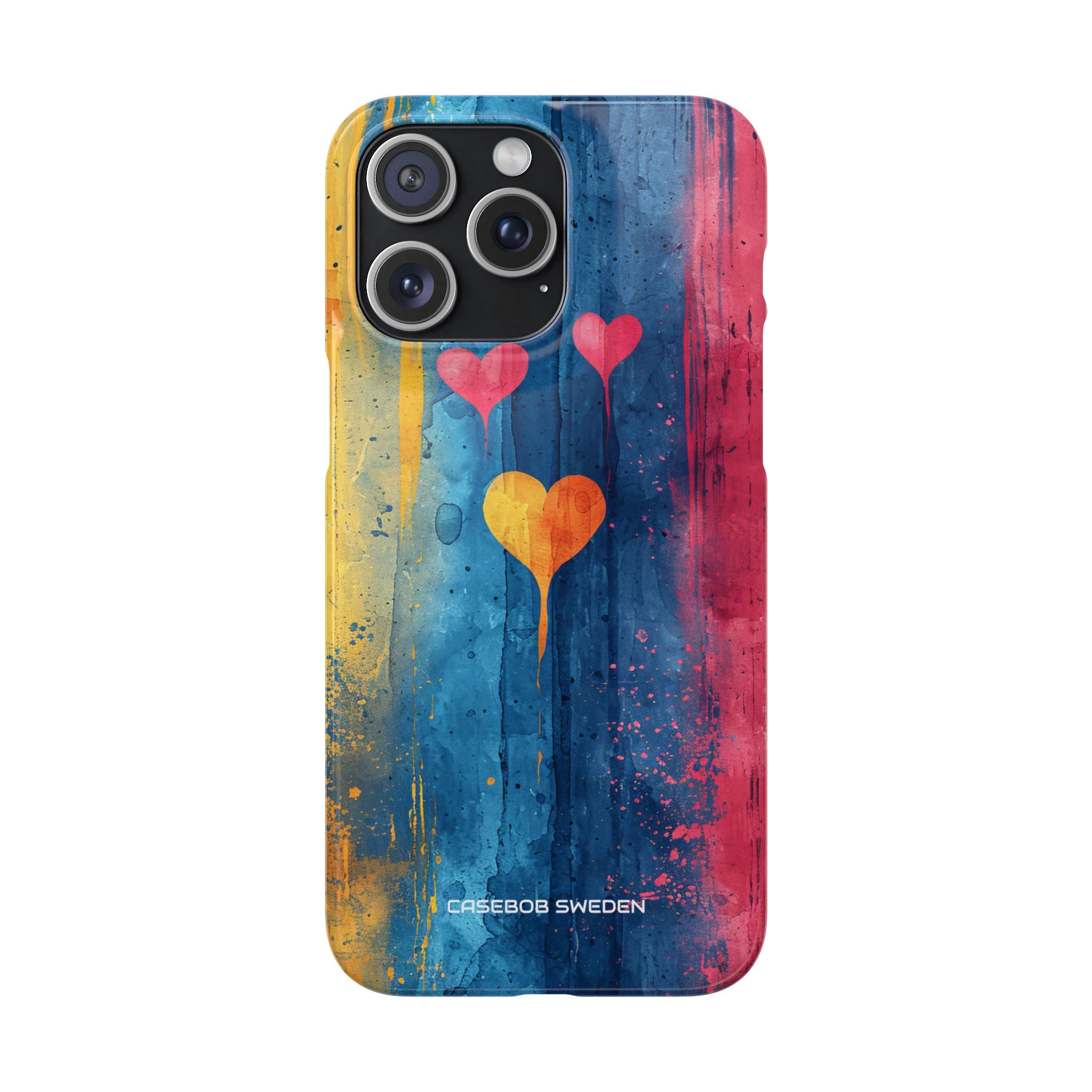 Hearts Watercolor Art - Slim iPhone 15 Phone Case