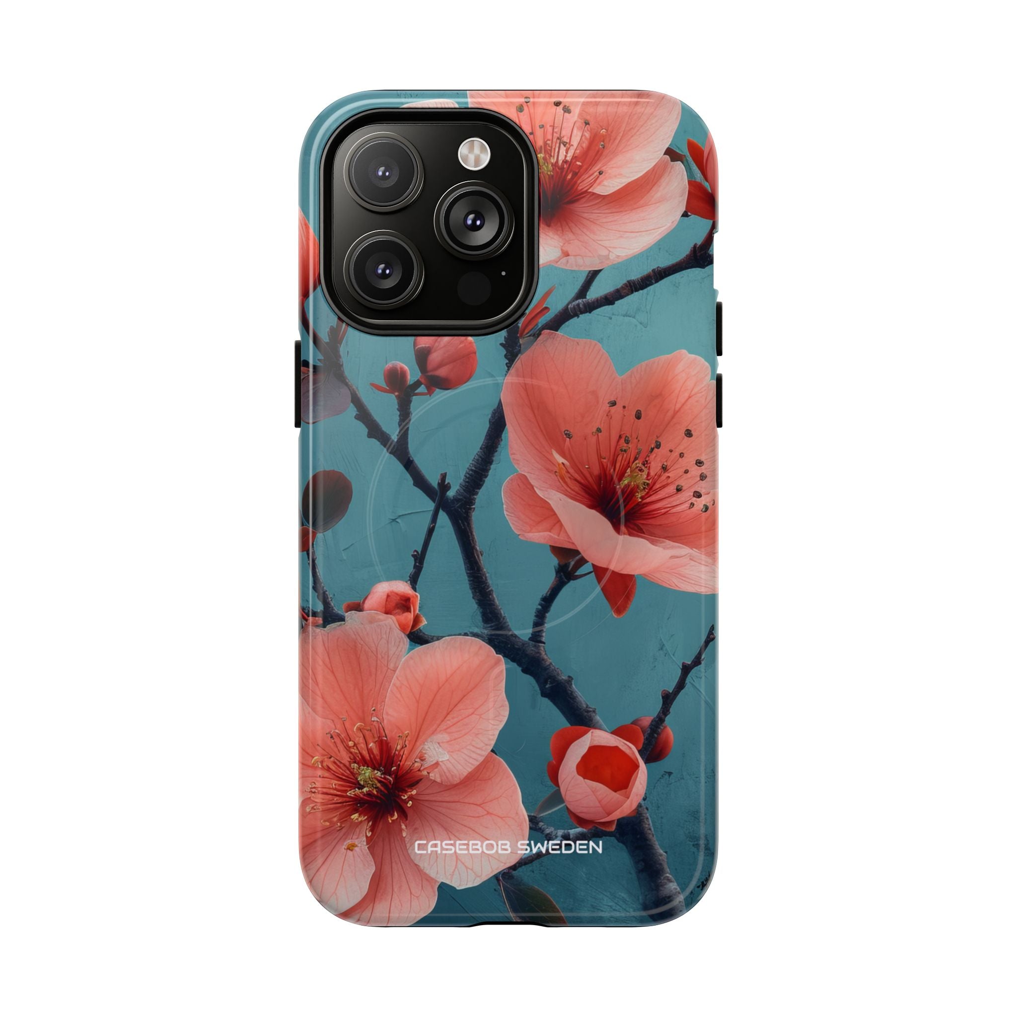 Teal Coral Blossom - Tough + MagSafe® iPhone 14 Phone Case