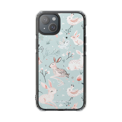 Whimsical Bunny Blossom - Clear Impact iPhone 15 Phone Case