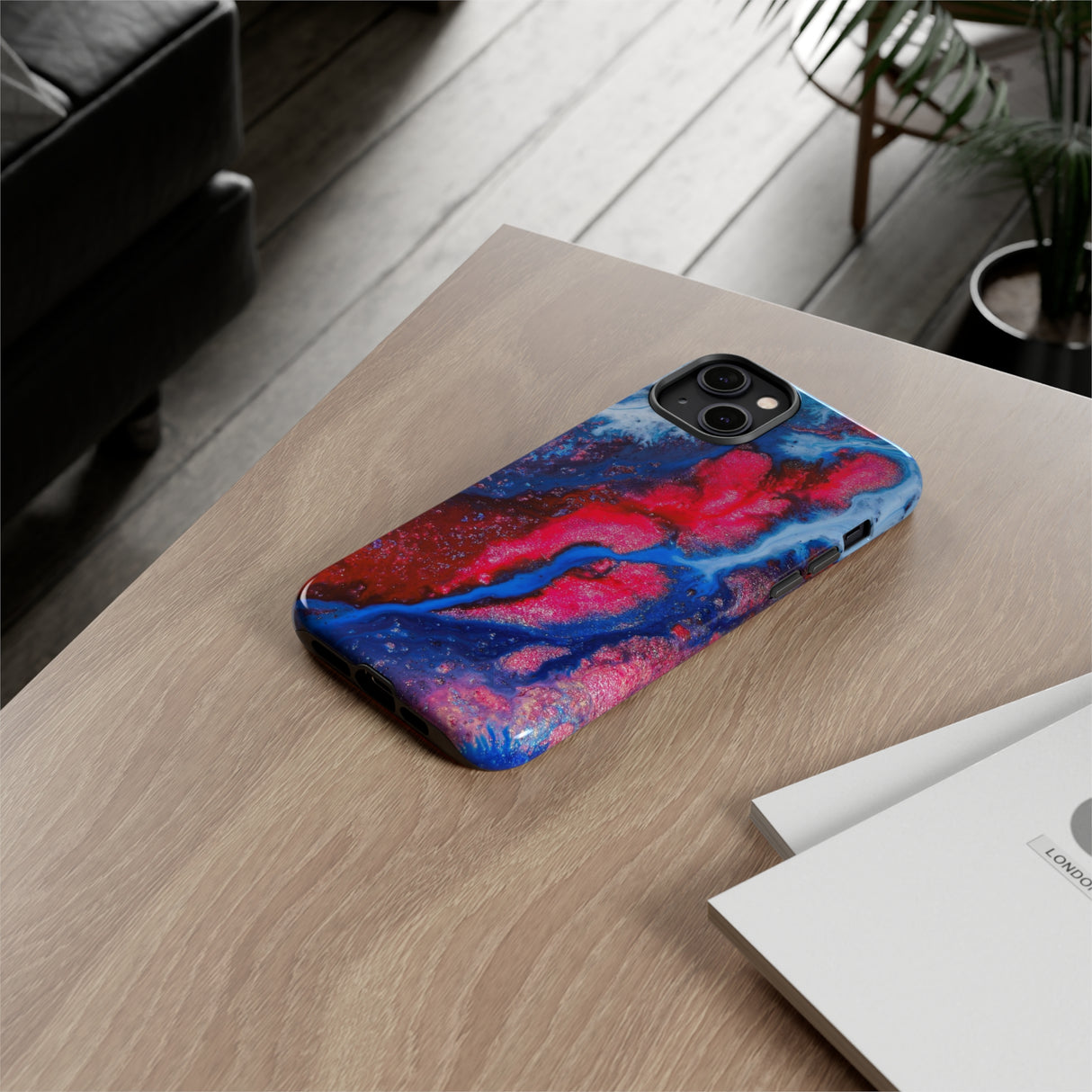 Red n Blue Ink Art iPhone Case (Protective) Phone Case