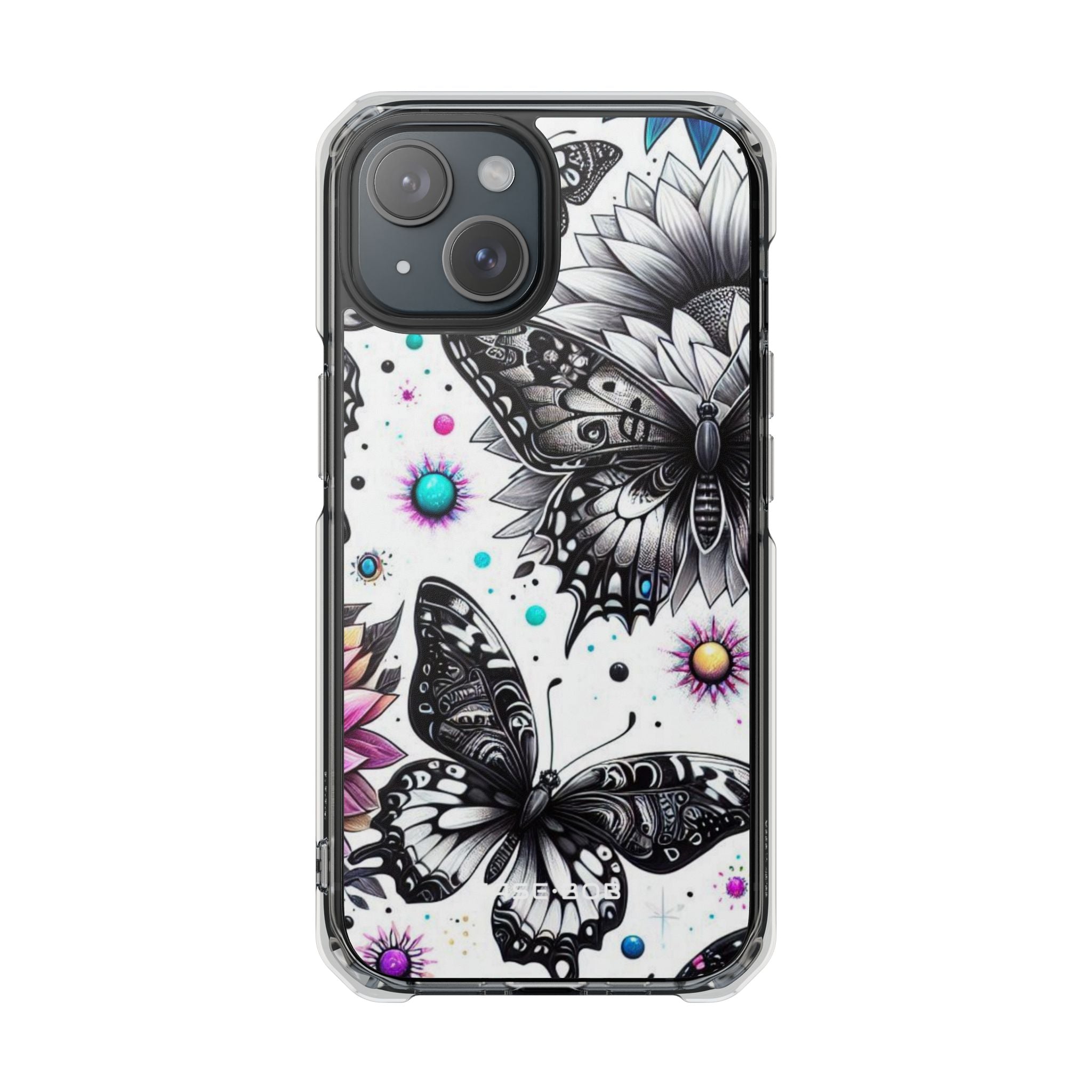 Monochrome Butterflies Sunlit iPhone 15 Case - Impact