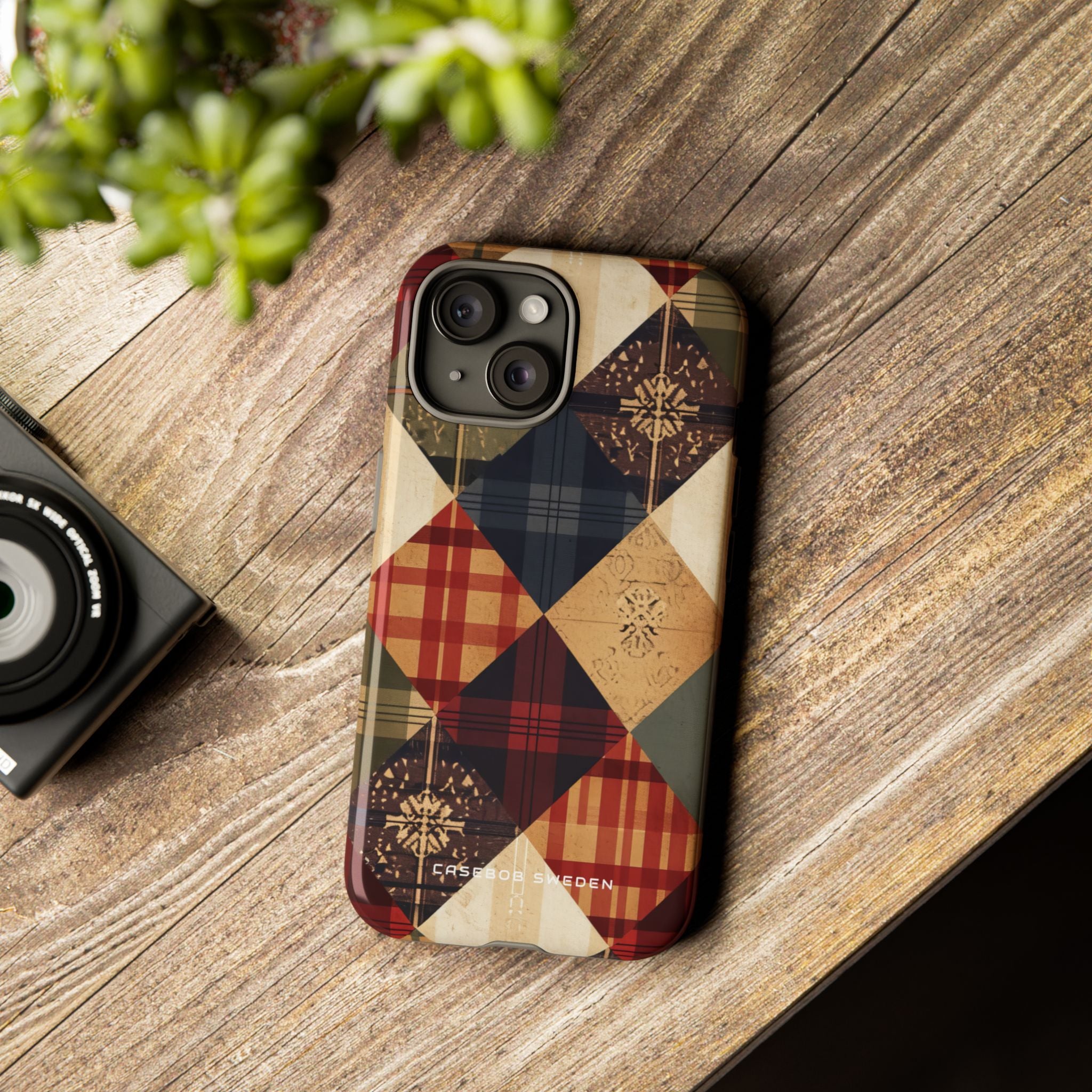 Rustic Geometric Patchwork Harmony iPhone 15 - Tough Phone Case