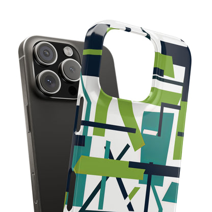 Green Geometry Glide iPhone 16 - Slim Phone Case