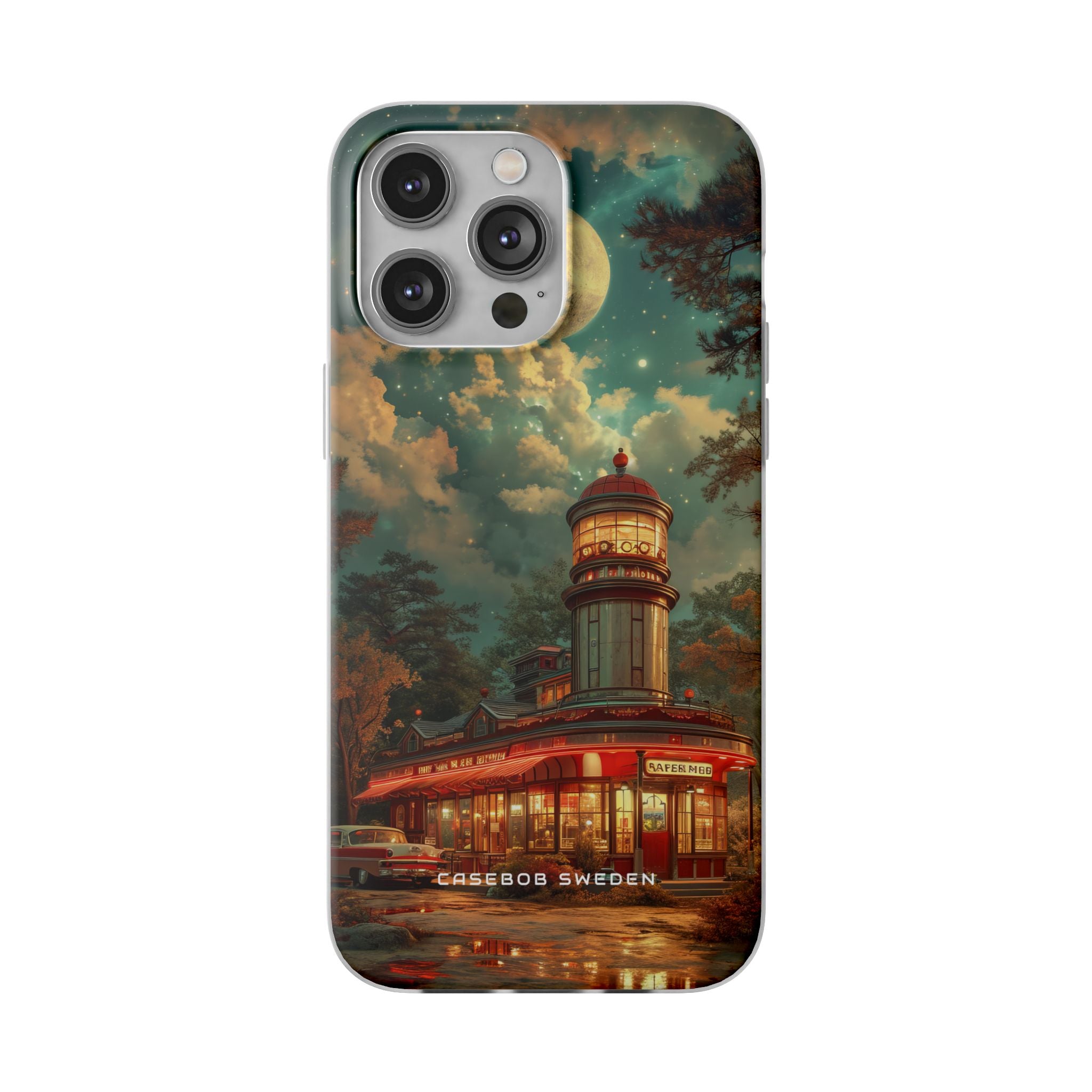 Vintage Moonlit Diner Fantasy iPhone 14 - Flexi Phone Case