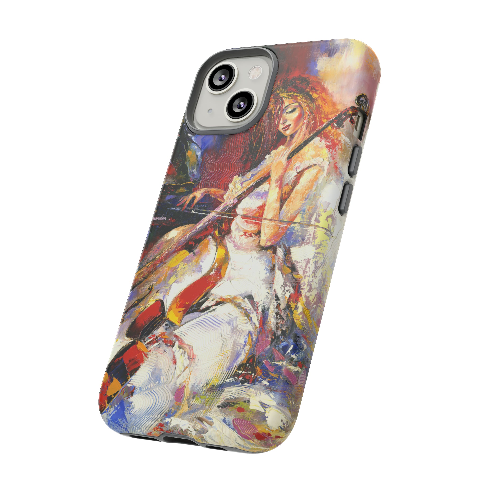 Oil panting - Girl playing Violoncello - Protective Phone Case